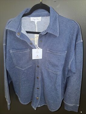 Hippie Rose Blue Washed Button-Front Shirt